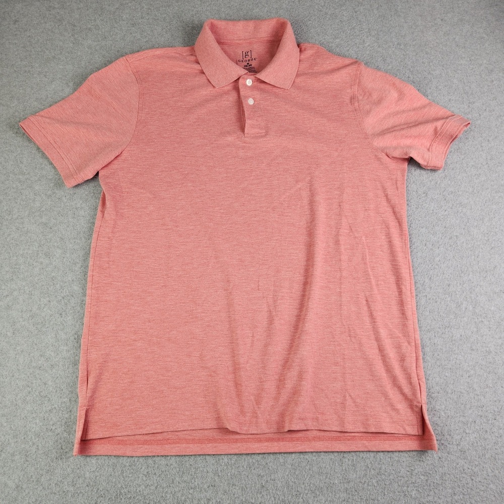 George Polo Shirt Mens Medium Coral Heathered Performance Stretch Short Sleeve